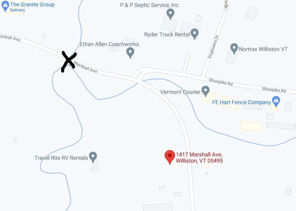 Google Map showing Kimball/Marshall road closure